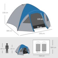 Doppelwandzelt für 4 Personen, wasserdicht und stabil für Camping.