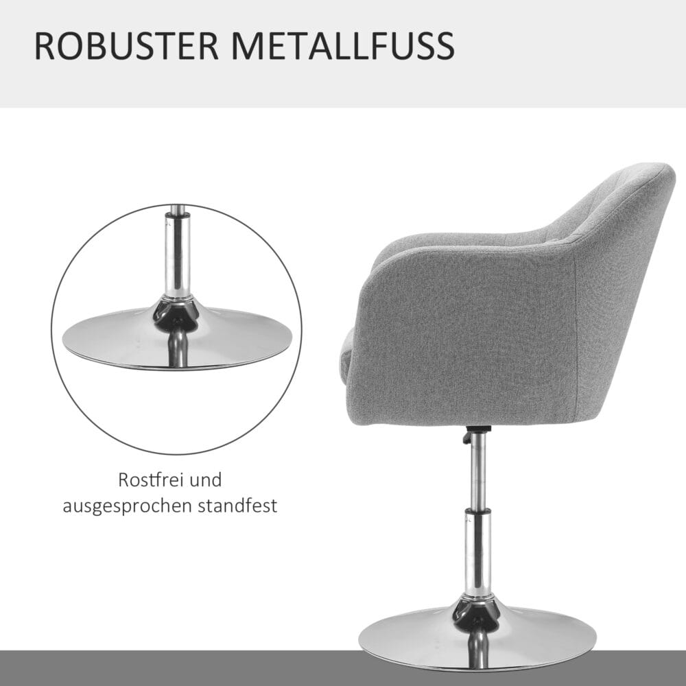 Drehstuhl Retro-Design höhenverstellbar Grau – Produktfoto zeigt modernes Design, hochwertige Materialien und funktionale Eigenschaften ideal für Wohn- oder Arbeitsbereiche. Perfekt als Einrichtungsinspiration oder zur Produktpräsentation in einem Onlineshop.