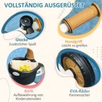 Weisses, verstellbares Dreirad für Kinder von 2-5 Jahren, mit praktischem Fahrradkorb. Ein vielseitiges Kinderfahrzeug für die ersten Fahrten.