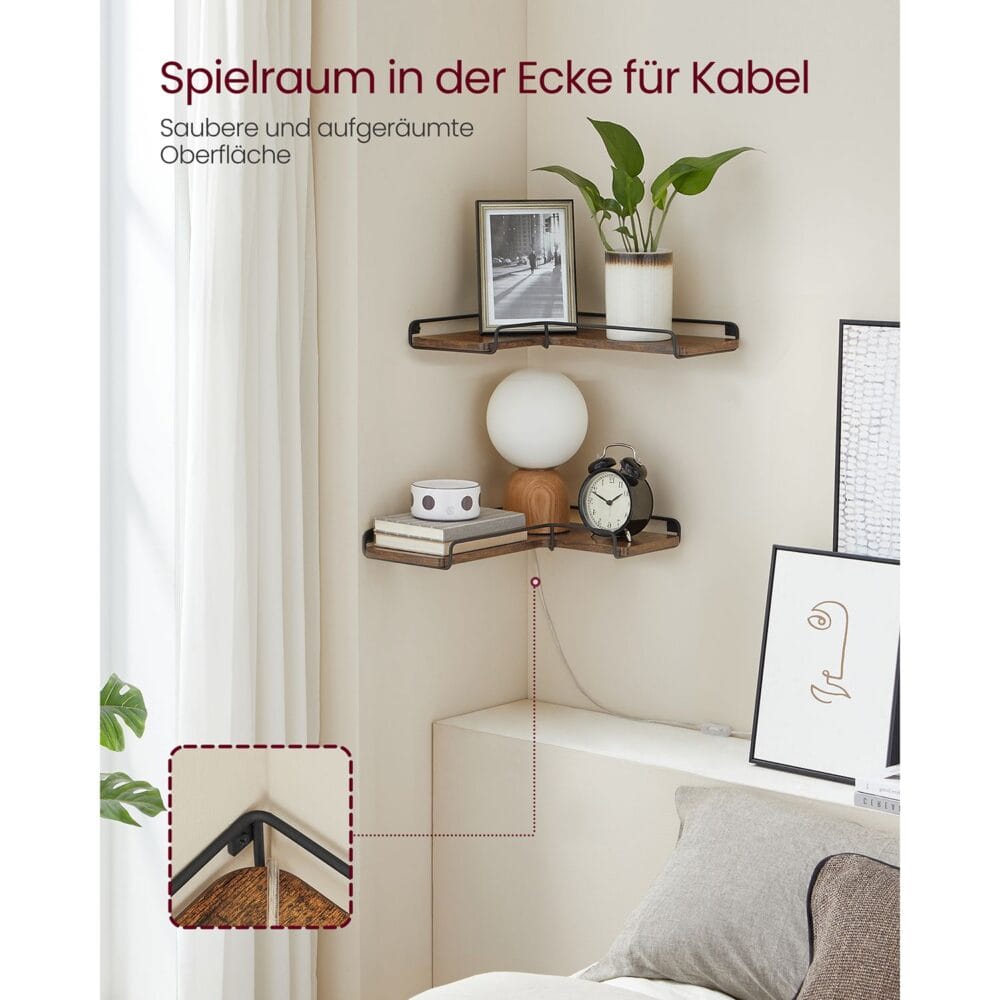 Eckregal Schweberegal Wandregal Holz Braun