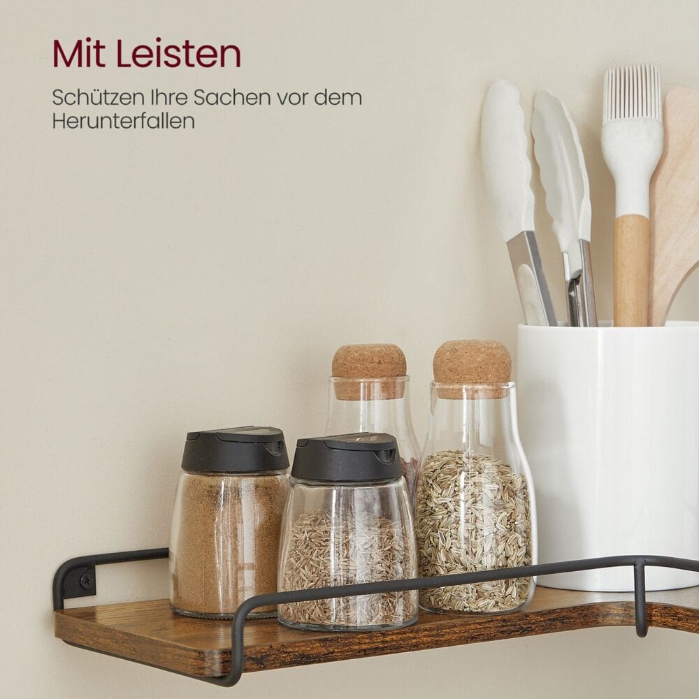 Eckregal Schweberegal Wandregal Holz Braun