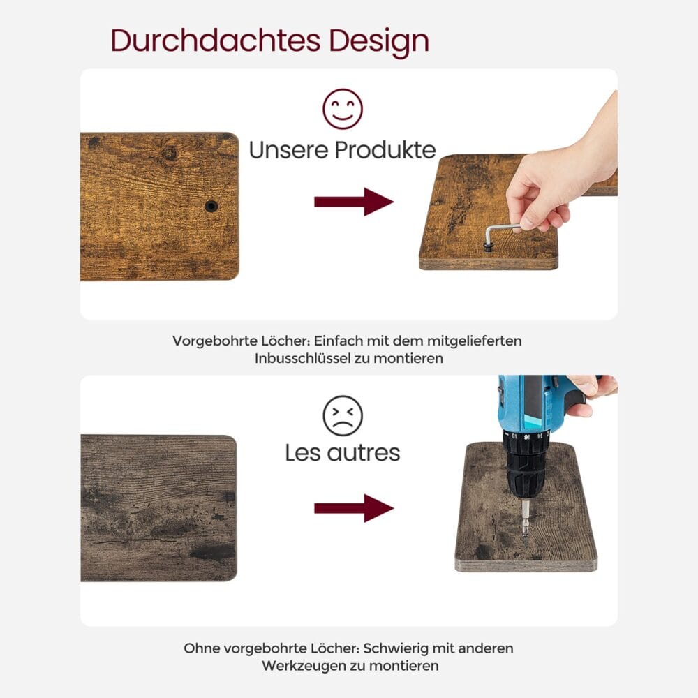 Eckregal Schweberegal Wandregal Holz Braun