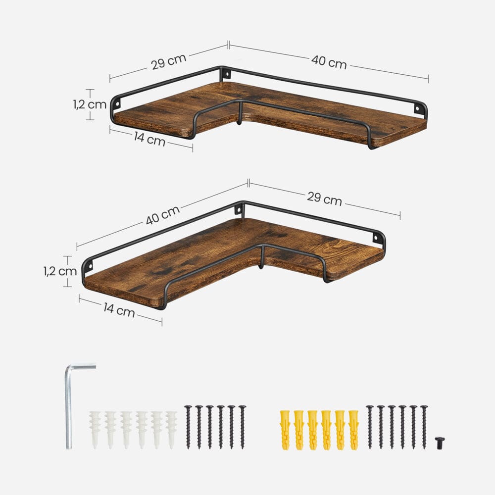 Eckregal Schweberegal Wandregal Holz Braun