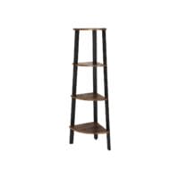Eckregal Standregal 4 Ebenen Industriestil Holz Braun Schwarz