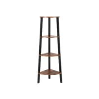 Eckregal Standregal 4 Ebenen Industriestil Holz Braun Schwarz