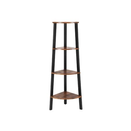 Eckregal Standregal 4 Ebenen Industriestil Holz Braun Schwarz