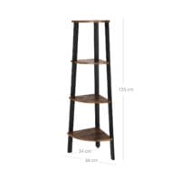 Eckregal Standregal 4 Ebenen Industriestil Holz Braun Schwarz