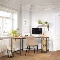 Eckschreibtisch Schreibtisch L-Form Regale Büro Braun Schwarz