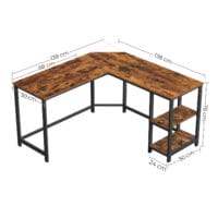 Eckschreibtisch Schreibtisch L-Form Regale Büro Braun Schwarz