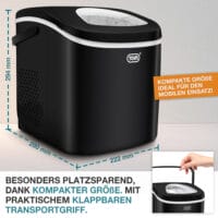 Tragbare und kompakte Eiswürfelmaschine (12kg/Tag) mit LED-Anzeige.