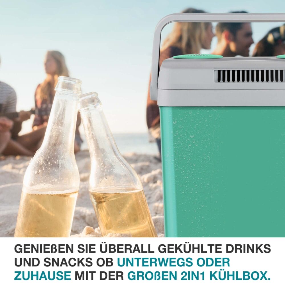 Kühlbox elektrisch, 25 Liter, leise im Betrieb, perfekt als Wärmebox für unterwegs.