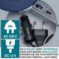 Kühlbox mobil, 40 Liter, geräuscharm, ideal als Wärmebox für Reisen.