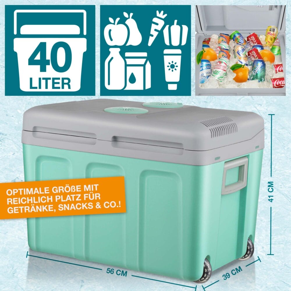 Thermobox elektrisch, 40 Liter, leise und mobil, auch als Kühlbox nutzbar.