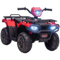 Schwarz-rotes Elektro-Kinderquad mit LED-Beleuchtung, ein aufregendes Kinderfahrzeug für Kinder ab 3 Jahren.