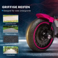 Rosa Elektro-Motorrad als Kinderfahrzeug mit Stützrädern, ideal für die ersten Fahrversuche von Kindern von 1.5-3 Jahren.