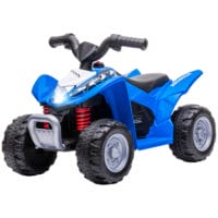 Blaues Elektro-Quad als Kinderfahrzeug mit LED-Beleuchtung und Hupe, ideal für Kinder ab 18 Monaten.