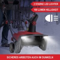 ONBEST SB2350 mit stufenlos einstellbarem Auswurfkanal und LED-Scheinwerfern.