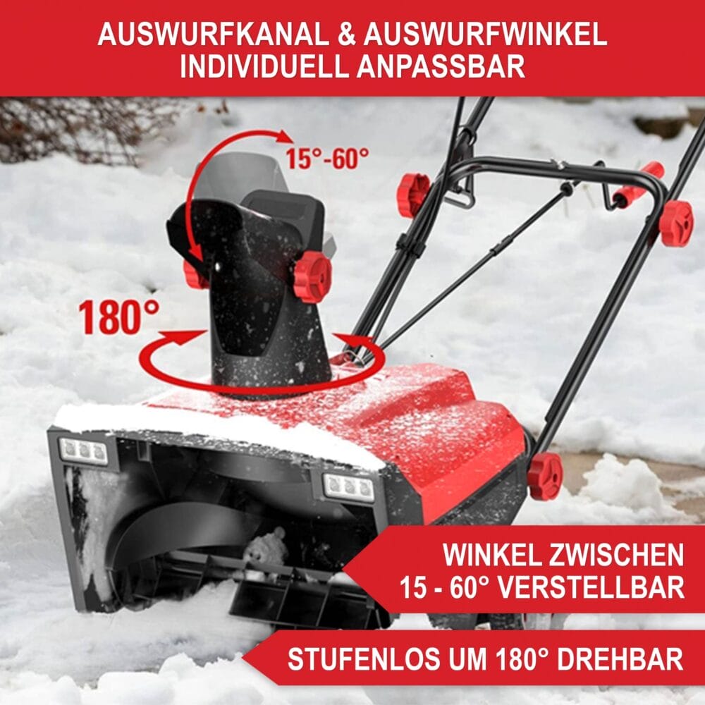 ONBEST Schneefräse im Dunkeln, LED-Lichter sorgen für maximale Sichtbarkeit.