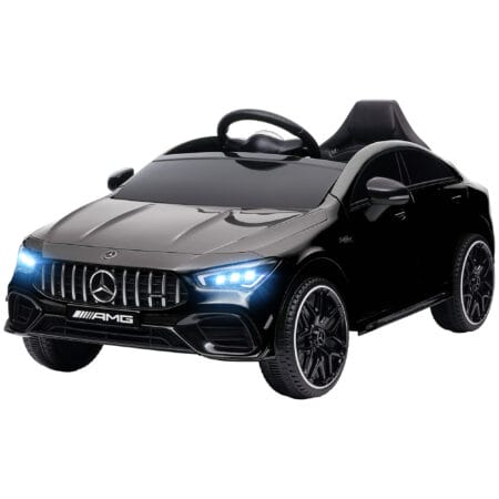 Schwarzes 12V Kinder-Elektroauto, erreicht eine Geschwindigkeit von 5 km/h und ist ideal für Kinder von 3-6 Jahren. Ein schnelles und cooles Fahrzeug.