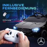 Schwarzes 12V Kinder-Elektroauto, erreicht eine Geschwindigkeit von 5 km/h und ist ideal für Kinder von 3-6 Jahren. Ein schnelles und cooles Fahrzeug.