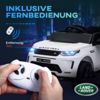Weisses 12V Kinder-Elektroauto mit Fernbedienung und USB-Anschluss, ideal für Kinder von 3-6 Jahren. Moderne Unterhaltung auf Rädern.
