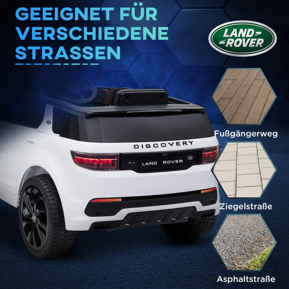 Weisses 12V Kinder-Elektroauto mit Fernbedienung und USB-Anschluss, ideal für Kinder von 3-6 Jahren. Moderne Unterhaltung auf Rädern.
