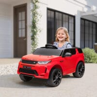 Rotes 12V Kinder-Elektroauto mit LED-Lichtern und Fernbedienung, ideal für Kinder von 3-6 Jahren. Eltern können die Kontrolle übernehmen, wenn nötig.