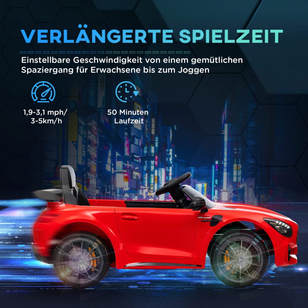 Rotes 12V Kinder-Elektroauto mit Rückwärtsfunktion, ideal für Kinder von 3-6 Jahren. Manövrierfähigkeit für kleine Fahrer.