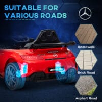 Rotes 12V Kinder-Elektroauto mit Rückwärtsfunktion, ideal für Kinder von 3-6 Jahren. Manövrierfähigkeit für kleine Fahrer.