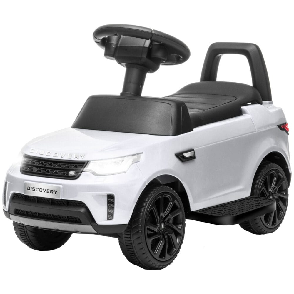 Weisses 6V Kinder-Elektroauto, erreicht eine Geschwindigkeit von 3 km/h und ist für Kinder von 1.5-5 Jahren geeignet. Ein sicheres und unterhaltsames erstes Auto.