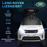 Weisses 6V Kinder-Elektroauto, erreicht eine Geschwindigkeit von 3 km/h und ist für Kinder von 1.5-5 Jahren geeignet. Ein sicheres und unterhaltsames erstes Auto.