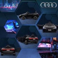 Schwarzes Elektroauto im lizenzierten AUDI RS e-tron GT Design, geeignet für Kinder ab 3 Jahren. Ein luxuriöses Fahrerlebnis für die Kleinsten.