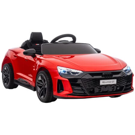 Rotes, robustes Elektroauto im lizenzierten AUDI RS e-tron GT Design, bietet sicheren Fahrspass für Kinder.