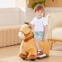 Braunes Kinder-Elektroauto in Pferdform, 6V und 2 km/h schnell, ideal für 1.5-3 Jahre. Ein bezauberndes Spielzeug für fantasievolle Ausritte.