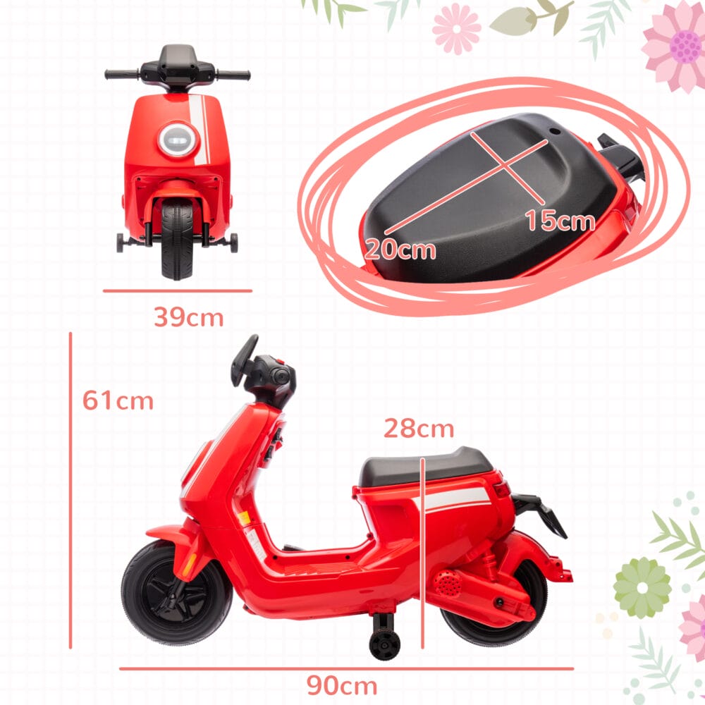 Rotes 6V Elektro-Motorrad für Kinder mit Vor- und Rückwärtsgang, geeignet für 1.5-3 Jahre. Flexibler Fahrspass für die Kleinsten.