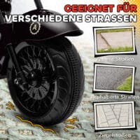 Schwarzes 6V Elektro-Motorrad für Kinder mit LED-Scheinwerfern, ideal für Kinder von 3-6 Jahren. Ein realistisches Fahrerlebnis bei Tag und Nacht.