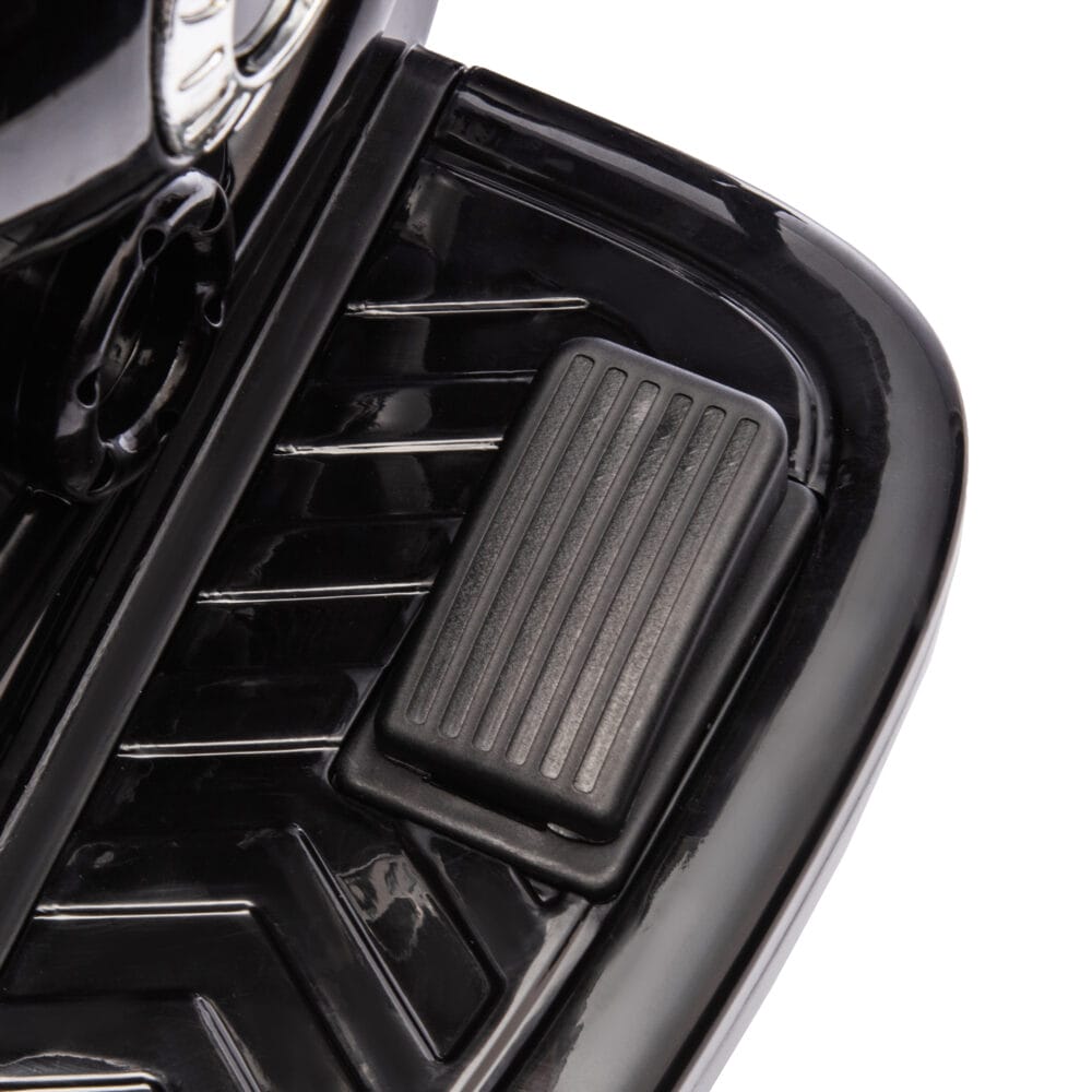 Schwarzes 6V Elektro-Motorrad für Kinder mit LED-Scheinwerfern, ideal für Kinder von 3-6 Jahren. Ein realistisches Fahrerlebnis bei Tag und Nacht.
