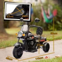 Schwarzes 6V Elektro-Motorrad für Kinder mit LED-Scheinwerfern, ideal für Kinder von 3-6 Jahren. Ein realistisches Fahrerlebnis bei Tag und Nacht.