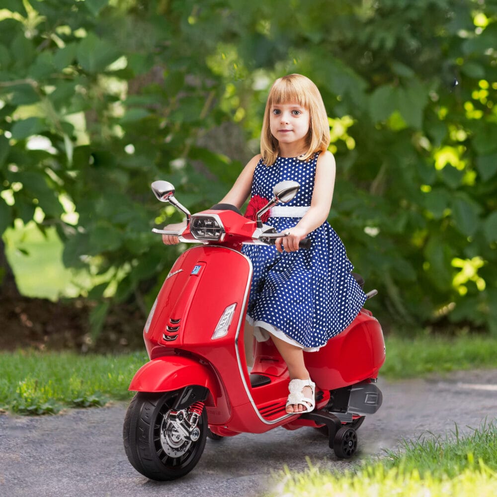 Rotes 6V Elektro-Motorrad für Kinder mit MP3- und USB-Anschluss. Ein aufregendes Kinderfahrzeug für kleine Rennfahrer.