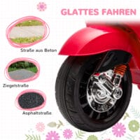 Rotes 6V Elektro-Motorrad für Kinder mit MP3- und USB-Anschluss. Ein aufregendes Kinderfahrzeug für kleine Rennfahrer.