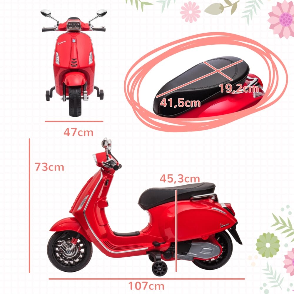 Rotes 6V Elektro-Motorrad für Kinder mit MP3- und USB-Anschluss. Ein aufregendes Kinderfahrzeug für kleine Rennfahrer.