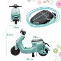 Grünes 6V Elektro-Motorrad für Kinder mit Trainingsrädern, ideal für 1.5-3 Jahre. Hilft kleinen Fahrern, Balance und Vertrauen zu gewinnen.