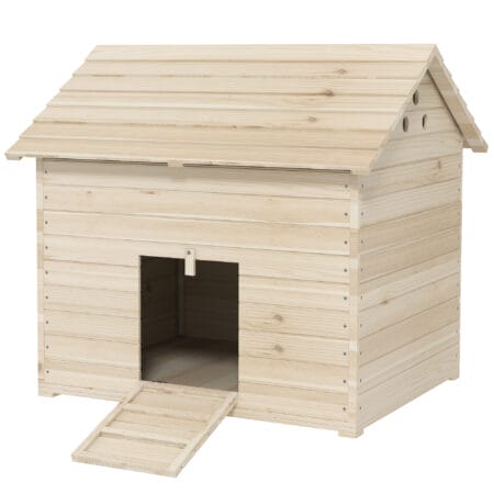 Naturholz-Entenhaus (100x82,5x91cm) mit Kippdach & Rampe für Geflügel.