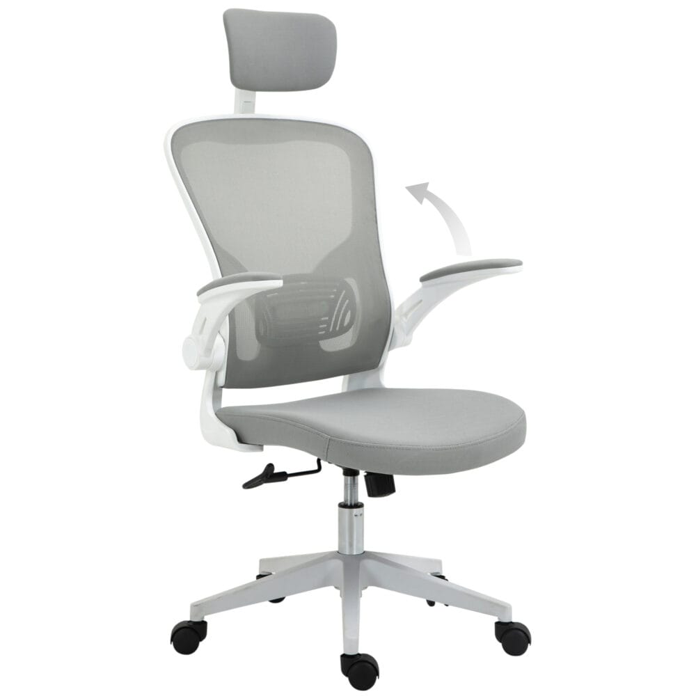 Ergonomischer Bürostuhl mit Kopfstütze Grau – Produktfoto zeigt modernes Design, hochwertige Materialien und funktionale Eigenschaften ideal für Wohn- oder Arbeitsbereiche. Perfekt als Einrichtungsinspiration oder zur Produktpräsentation in einem Onlineshop.
