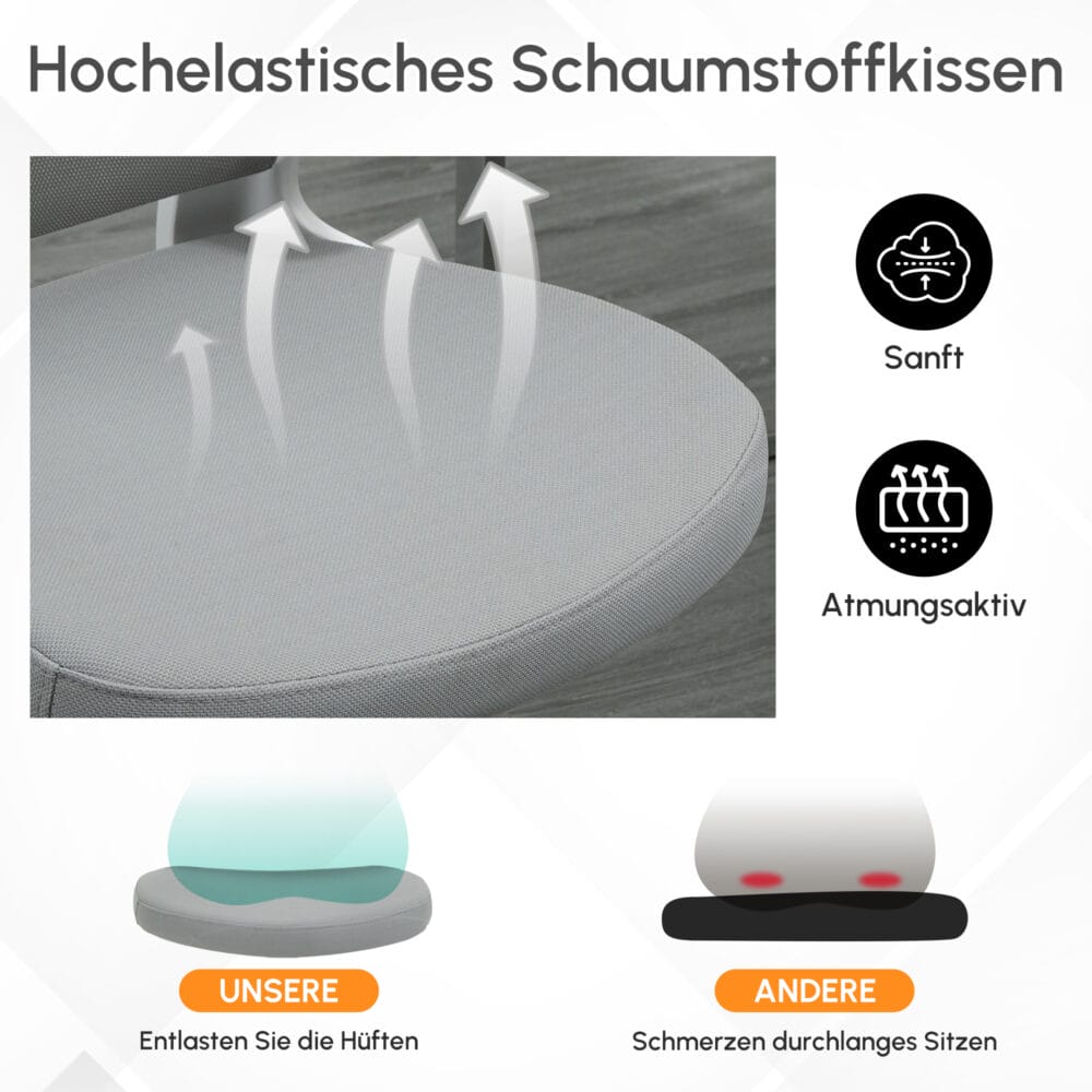 Ergonomischer Bürostuhl mit Kopfstütze Grau – Produktfoto zeigt modernes Design, hochwertige Materialien und funktionale Eigenschaften ideal für Wohn- oder Arbeitsbereiche. Perfekt als Einrichtungsinspiration oder zur Produktpräsentation in einem Onlineshop.