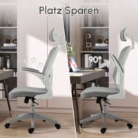 Ergonomischer Bürostuhl mit Kopfstütze Grau – Produktfoto zeigt modernes Design, hochwertige Materialien und funktionale Eigenschaften ideal für Wohn- oder Arbeitsbereiche. Perfekt als Einrichtungsinspiration oder zur Produktpräsentation in einem Onlineshop.