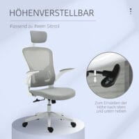 Ergonomischer Bürostuhl mit Kopfstütze Grau – Produktfoto zeigt modernes Design, hochwertige Materialien und funktionale Eigenschaften ideal für Wohn- oder Arbeitsbereiche. Perfekt als Einrichtungsinspiration oder zur Produktpräsentation in einem Onlineshop.