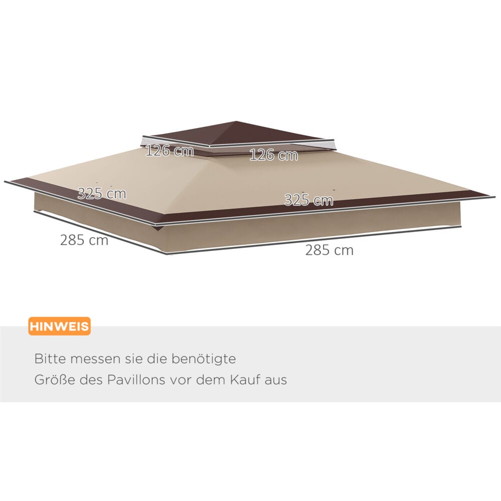 Kaffeefarbenes Polyester-Ersatzdach (325x325m) als Pavillon-Zubehör.