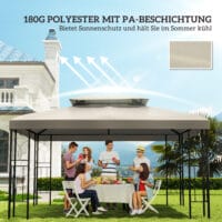 Cremeweißes Ersatzdach für einen Metallpavillon der Größe 4x3m.