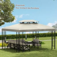 Cremeweißes Ersatzdach für einen Metallpavillon der Größe 4x3m.